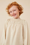 Girls Ruffle Lined Smocked Yolk Long Sleeve Top Detail