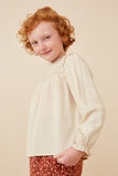 Girls Ruffle Lined Smocked Yolk Long Sleeve Top Side