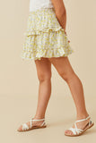 GY6439 Yellow Girls Ditsy Floral Tiered Skirt Side