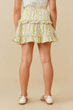 GY6439 Yellow Girls Ditsy Floral Tiered Skirt Back