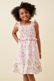 Floral Print Ruffled Smocked Flutter Tank Dress