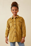 Contrast Paneled Corduroy Button Up Shacket