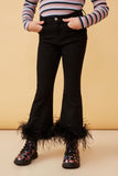 Feather Trimmed Denim Pants