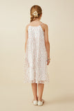 GY6774 Off White Girls Flocked Heart Ruffle Mesh Tank Dress Back