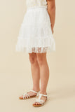 Girls Flocked Polka Dot Ruffled Mesh Skirt Side