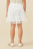 Girls Flocked Polka Dot Ruffled Mesh Skirt Back