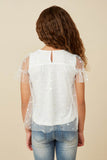 Girls Metallic Heart Foiled Mesh Top Back