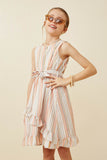 Color Sprinkled Ruffle Hem Belted Dress