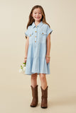 Textured Button Down Collared Dress