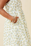 GY6887 Off White Girls Floral Printed Eyelet Tank Dress Detail