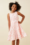 GY6893 Pink Girls Embroidered Floral Tank Dress Front
