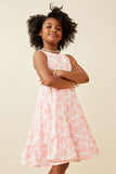 GY6893 Pink Girls Embroidered Floral Tank Dress Pose