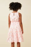 GY6893 Pink Girls Embroidered Floral Tank Dress Back