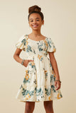 Romantic Floral Smocked Sheen Dress