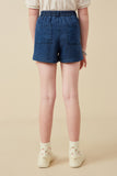 GY6957 Dark Denim Girls Denim Tencel Dolphin Shorts Back