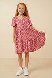 Ditsy Floral Buttoned V Neck Tier Dress