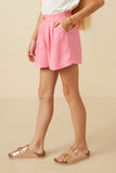 GY7190 Pink Girls Pleated Detail Button Front Shorts Side 2