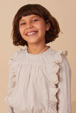 Girls Scallop Lace Detail Ruffled Poplin Top Detail