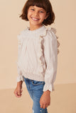 Girls Scallop Lace Detail Ruffled Poplin Top Side