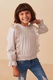 Girls Scallop Lace Detail Ruffled Poplin Top Pose