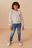 Girls Scallop Lace Detail Ruffled Poplin Top Full Body