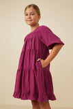 Girls Textured Ruffle Detailed Tiered Dress Side