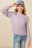 Ribbed Knit Banded Detail Mock Neck Top