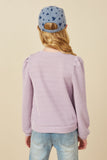 Girls Ribbed Knit Banded Detail Mock Neck Top Back