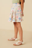 GY7576 Ivory Girls Floral Tiered Foiled Skirt Side