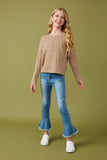 Girls Cable Knit Banded Knit Top full Body