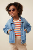 GY7652 Light Denim Girls Patch Pocket Denim Chore Jacket Front