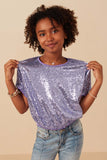 Sequined Short Sleeve Dolman Top