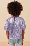 GY7693 Lavender Girls Sequined Short Sleeve Dolman Top Back