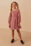 Girls Sparkle Foil Puff Sleeve Dress Full Body