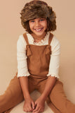 Girls Brushed Rib Path Pocket Wide Leg Overalls Pose