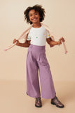 GY7867 Lavender Girls Smock Waist Detailed Pleated Wide Leg Pants Pose 2