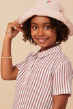 GY7909 Mauve Girls Gauze Textured Button Up Polo Shirt Side