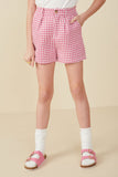 Pleat Detailed Textured Checkered Shorts