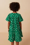 Girls Ditsy Hearts Short Sleeve Tiered Dress Back