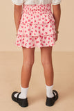 Girls Heart Print Smocked Tiered Skirt Back