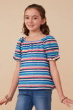 Textured Frill Striped T Shirt