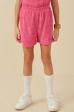 GY8005 Pink Girls Textured Velvet Look Terry Short Front