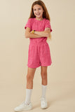 GY8005 Pink Girls Textured Velvet Look Terry Short Full Body