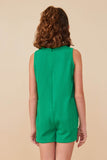 GY8055 Green Girls Cargo Pocket Knit Tank Romper Back