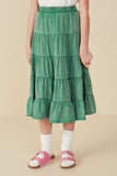 GY8073 Green Girls Two Tone Washed Tiered Skirt Front