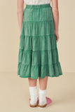 GY8073 Green Girls Two Tone Washed Tiered Skirt Back