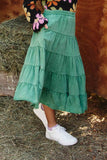 GY8073 Green Girls Two Tone Washed Tiered Skirt Editorial