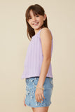 GY8097 LAVENDER Girls Cable Textured Knit Tank Side