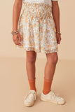 Floral Printed Eyelet Smocked Skirt