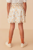 Girls Floral Printed Eyelet Smocked Skirt Back